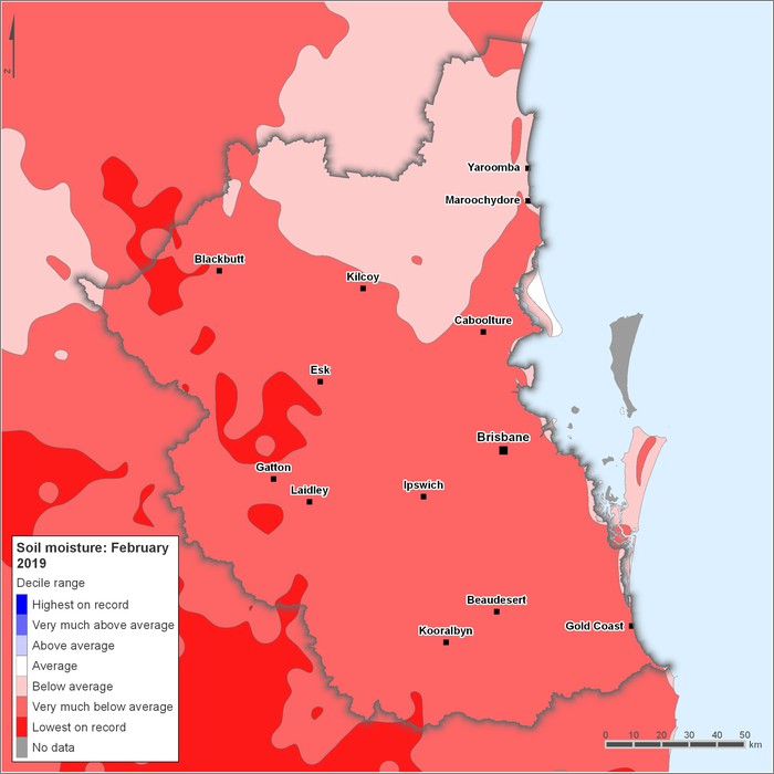 Soil moisture deciles: February 2019