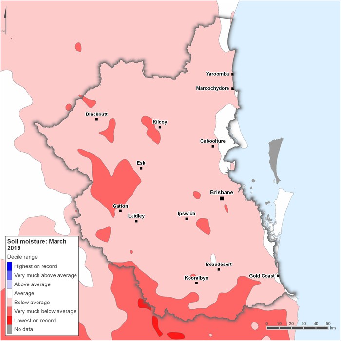Soil moisture deciles: March 2019