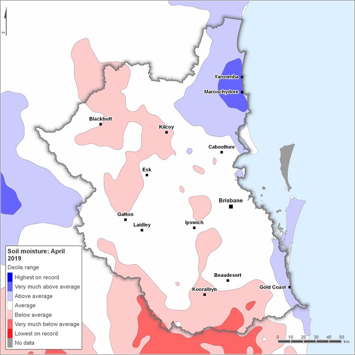 Soil moisture deciles: April 2019