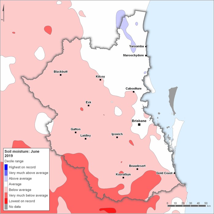 Soil moisture deciles: June 2019