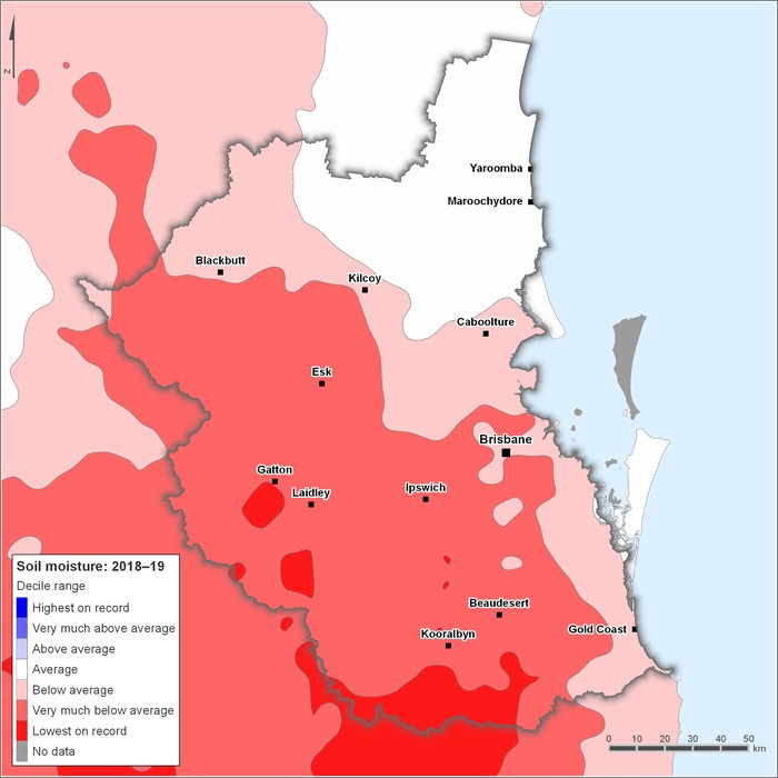 Soil moisture deciles: 2018–2019