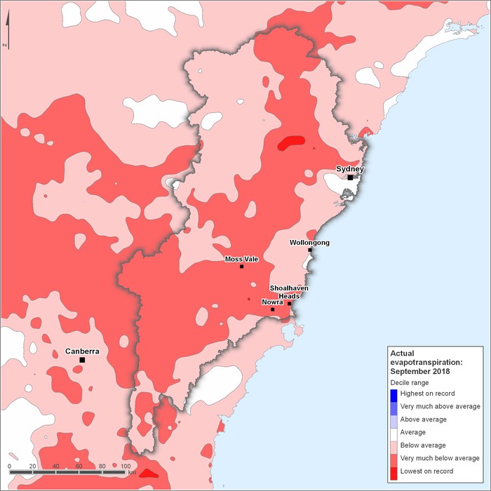 Actual evapotranspiration deciles: September 2018