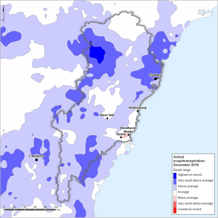 Actual evapotranspiration deciles: December 2018