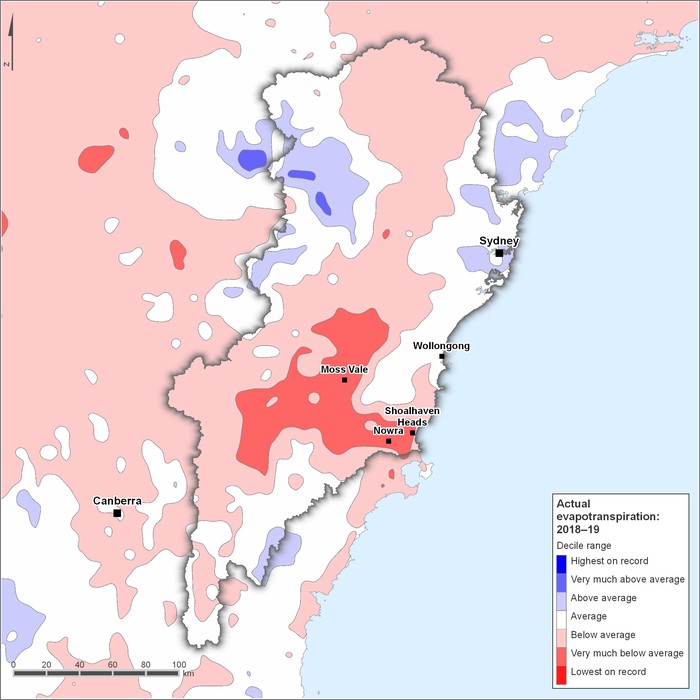 Actual evapotranspiration deciles: 2018–2019