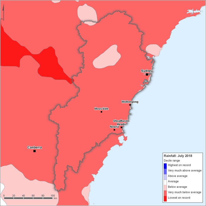 Rainfall deciles: July 2018
