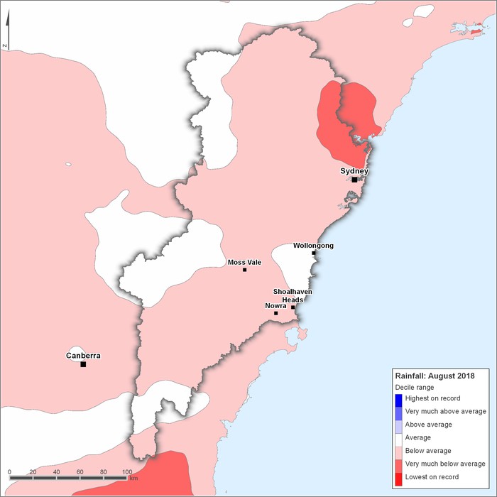 Rainfall deciles: August 2018