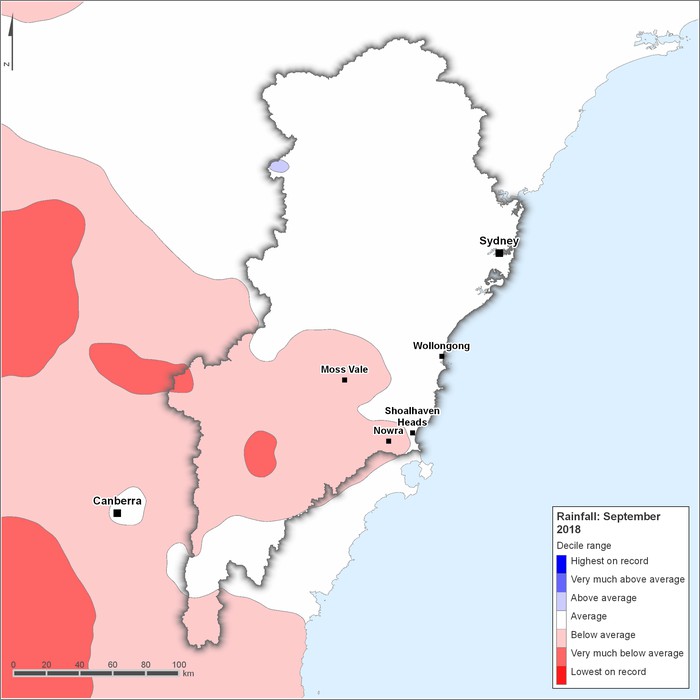Rainfall deciles: September 2018