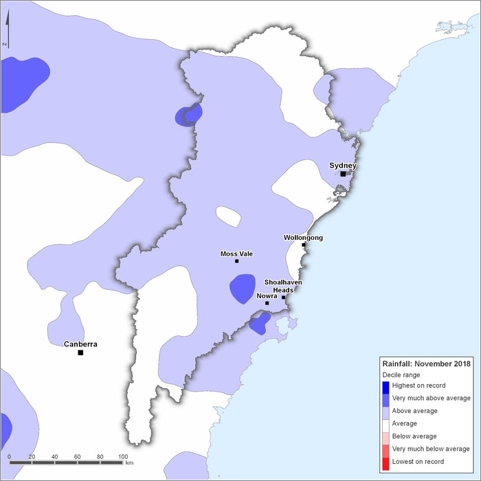 Rainfall deciles: November 2018
