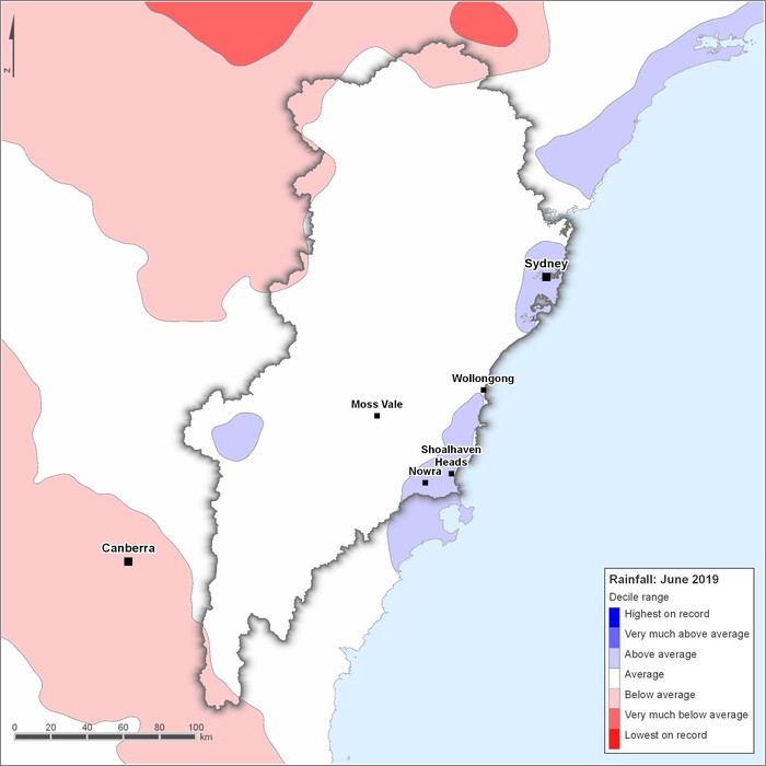 Rainfall deciles: June 2019