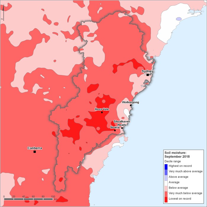 Soil moisture deciles: September 2018