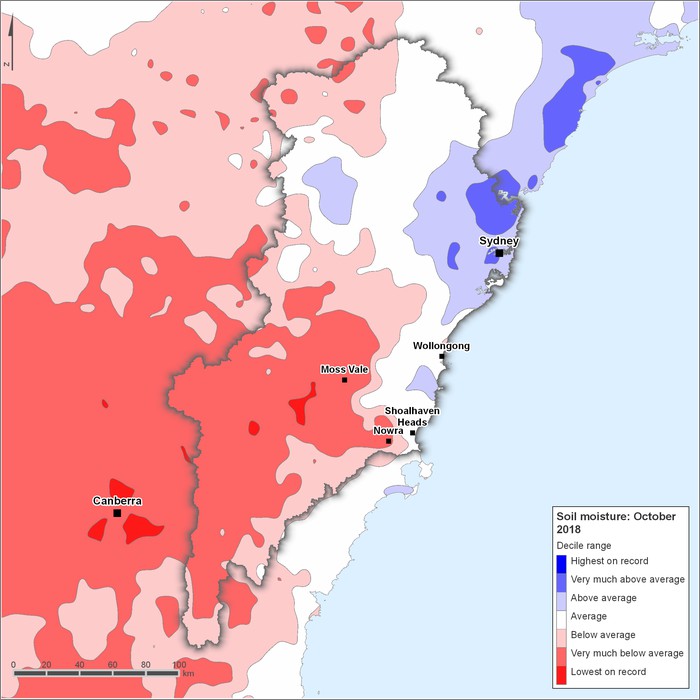 Soil moisture deciles: October 2018