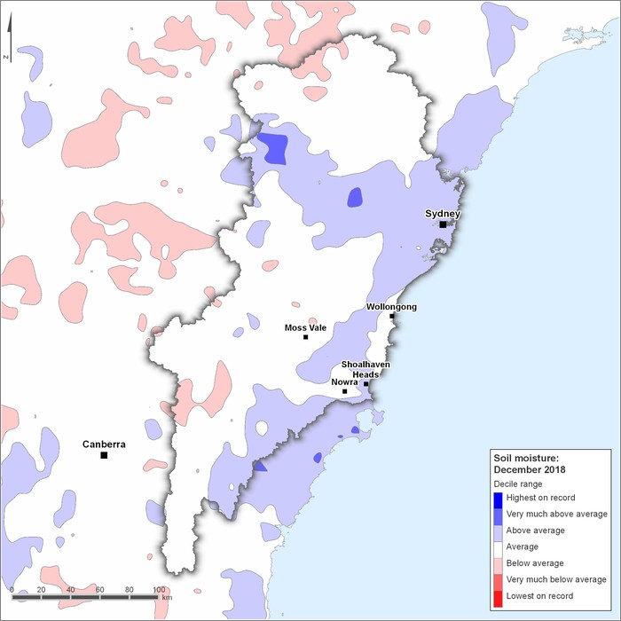 Soil moisture deciles: December 2018