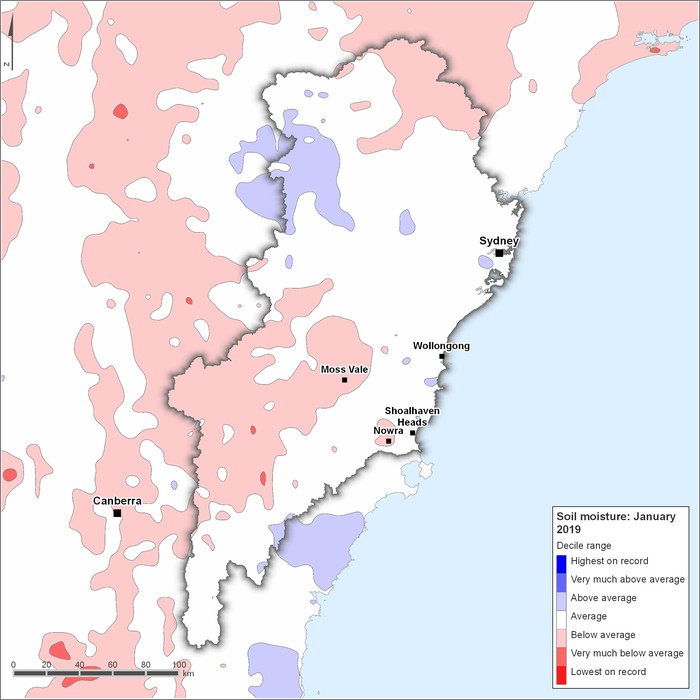 Soil moisture deciles: January 2019