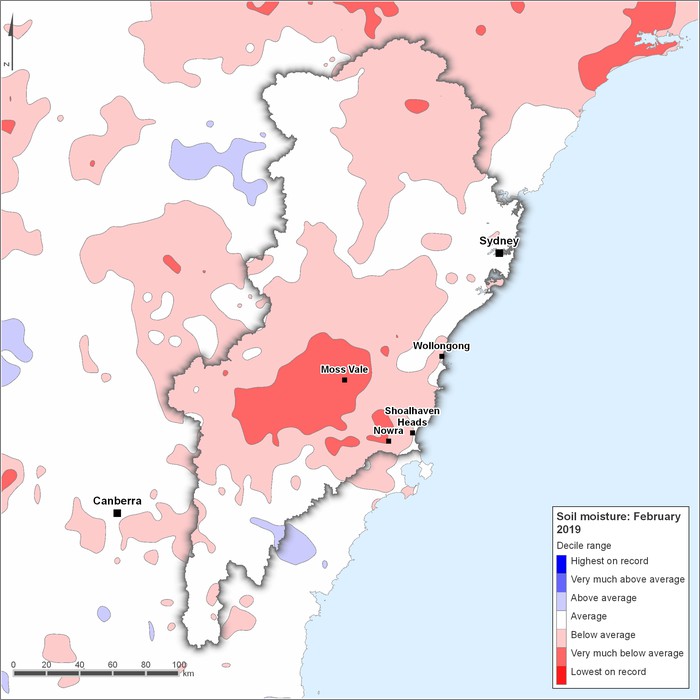 Soil moisture deciles: February 2019
