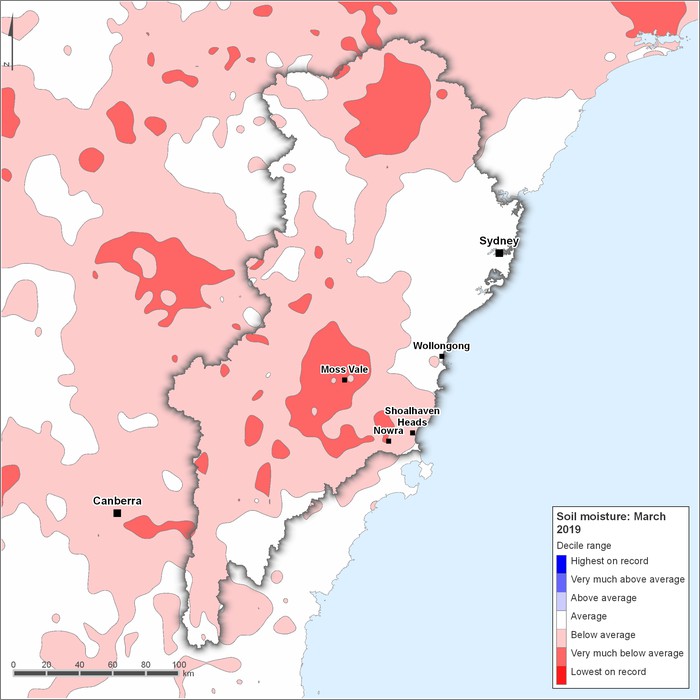 Soil moisture deciles: March 2019