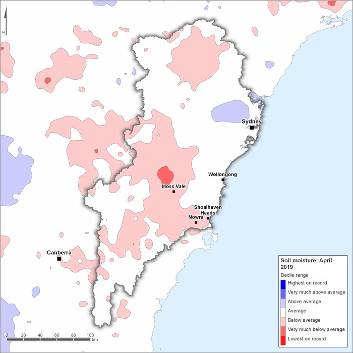 Soil moisture deciles: April 2019