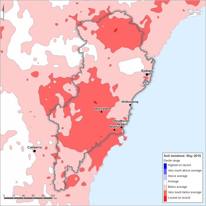 Soil moisture deciles: May 2019