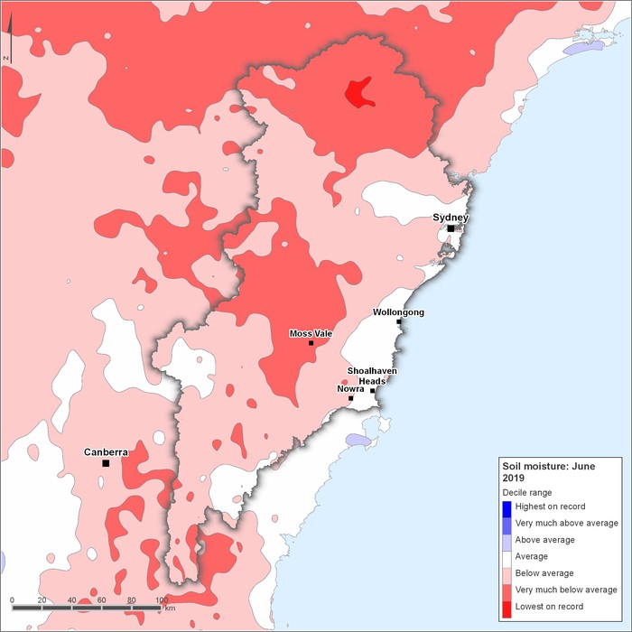 Soil moisture deciles: June 2019
