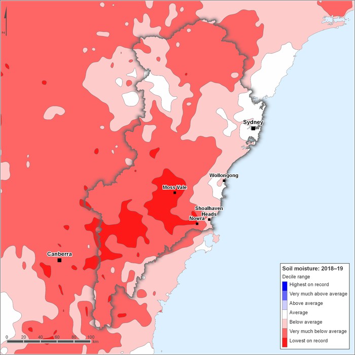 Soil moisture deciles: 2018–2019