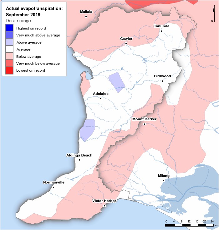 Actual evapotranspiration deciles: September 2019