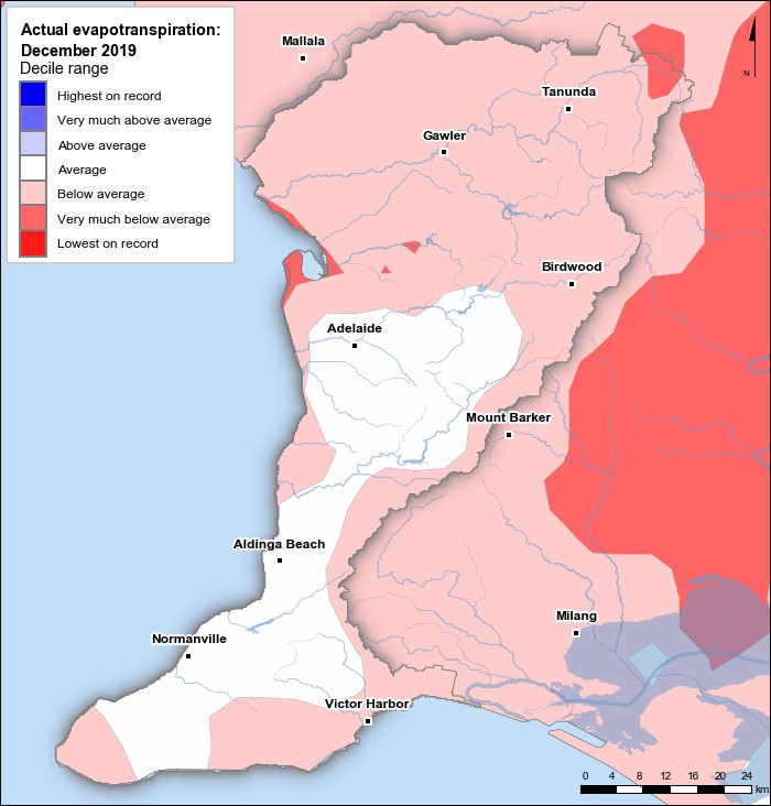 Actual evapotranspiration deciles: December 2019