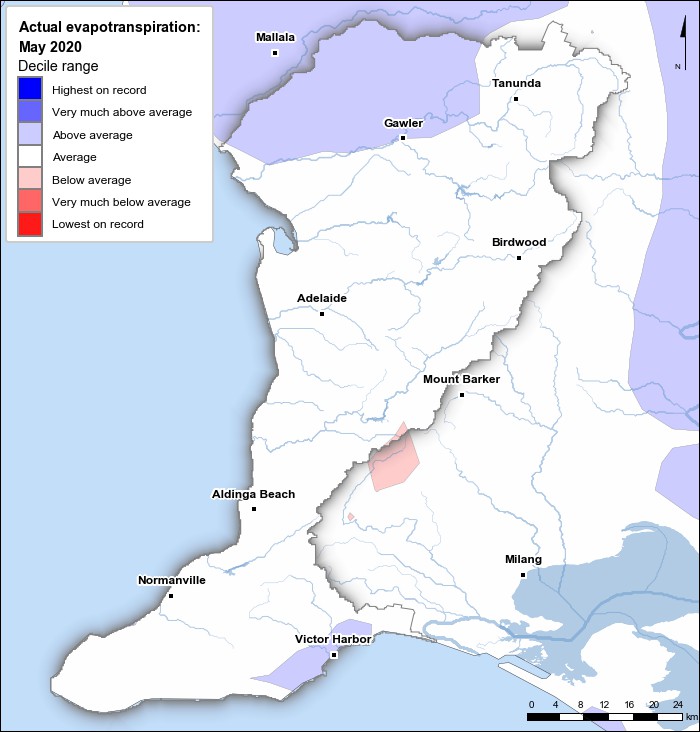 Actual evapotranspiration deciles: May 2020