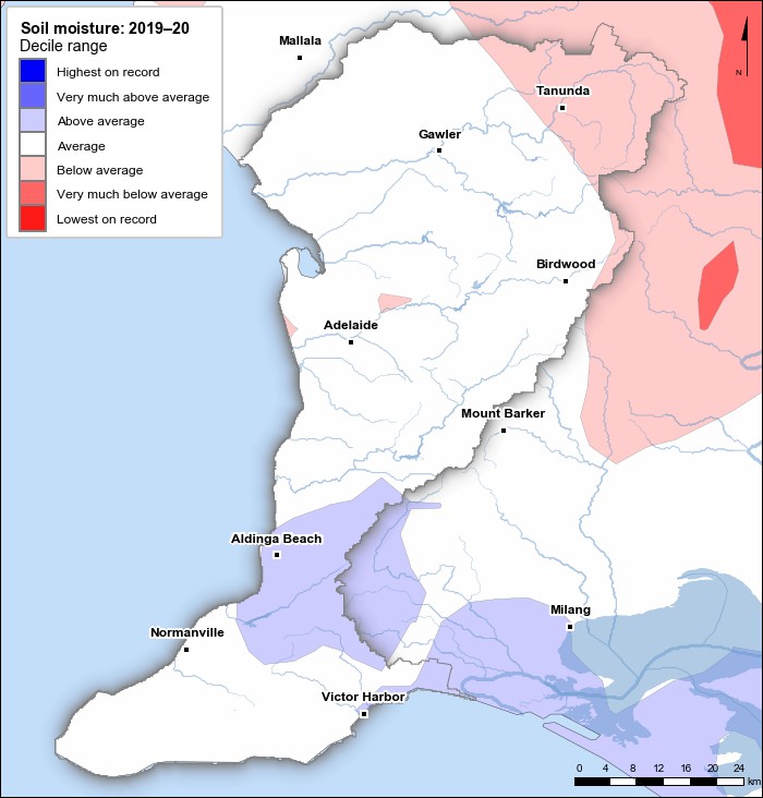 Soil moisture deciles: July 2019–June 2020