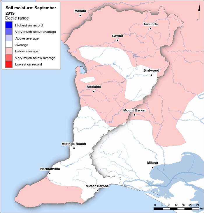 Soil moisture deciles: September 2019