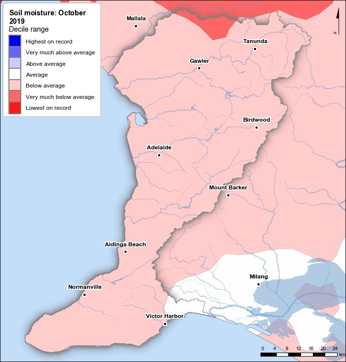 Soil moisture deciles: October 2019