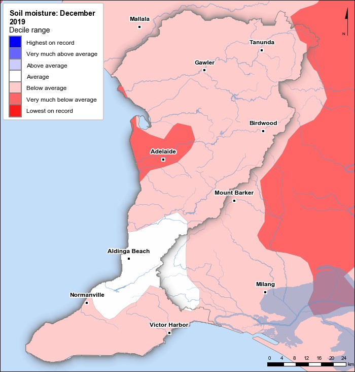 Soil moisture deciles: December 2019