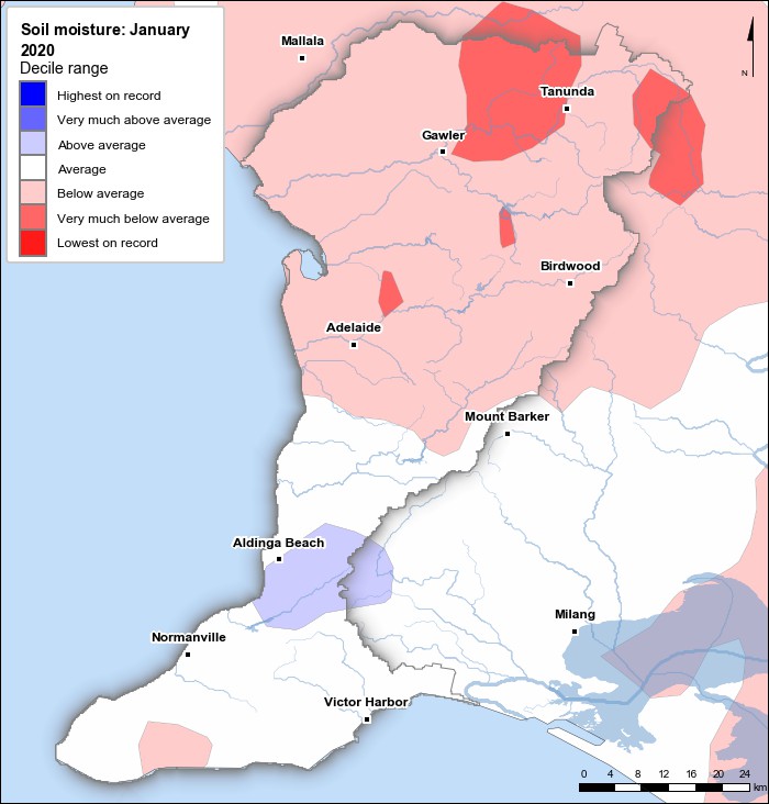 Soil moisture deciles: January 2020