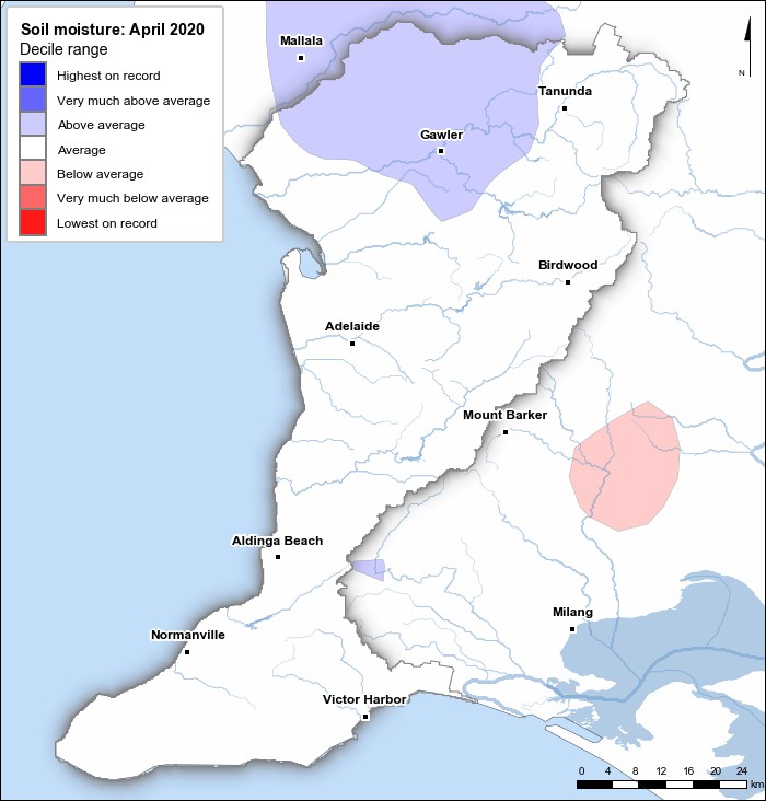 Soil moisture deciles: April 2020