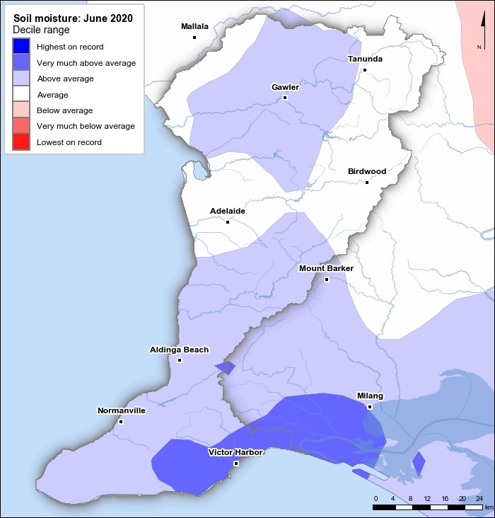Soil moisture deciles: June 2020