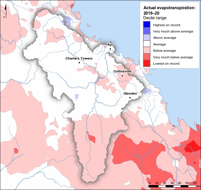 Actual evapotranspiration deciles: July 2019–June 2020