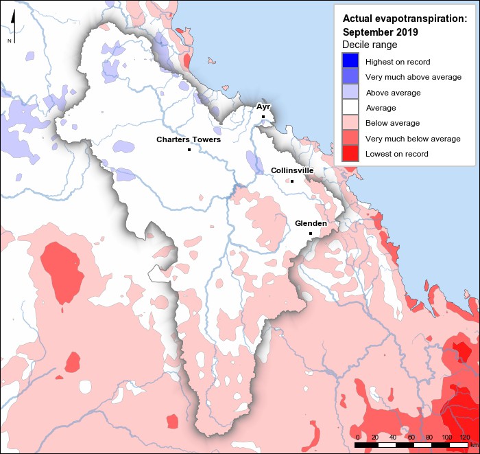Actual evapotranspiration deciles: September 2019