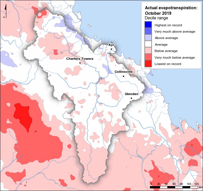 Actual evapotranspiration deciles: October 2019