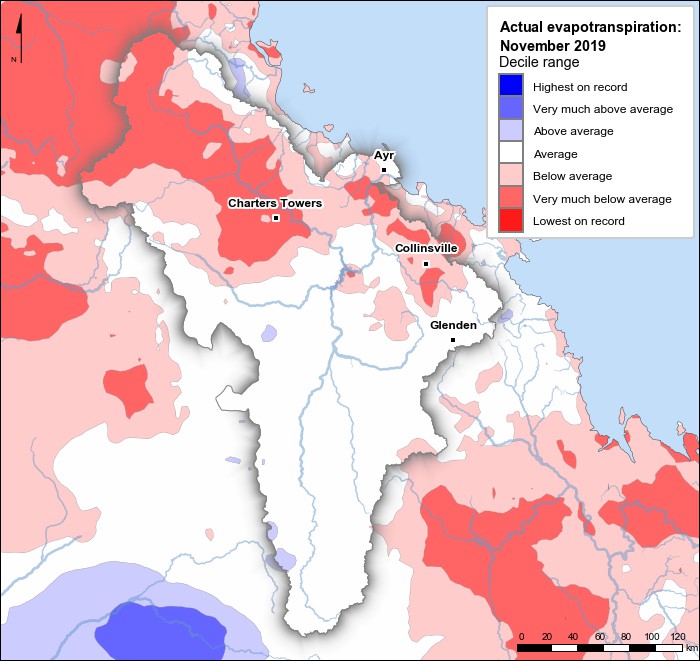 Actual evapotranspiration deciles: November 2019