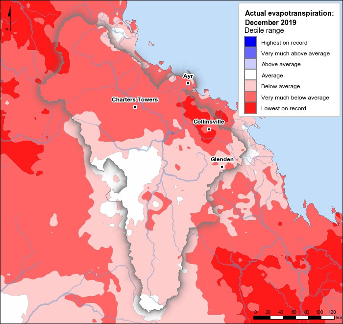 Actual evapotranspiration deciles: December 2019