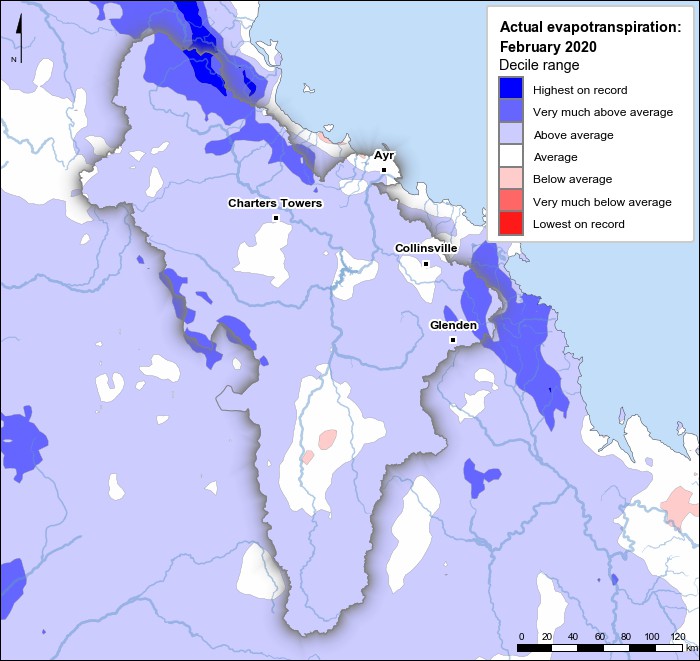 Actual evapotranspiration deciles: February 2020