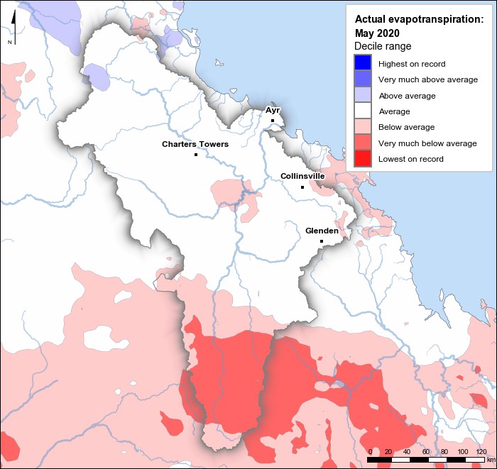 Actual evapotranspiration deciles: May 2020