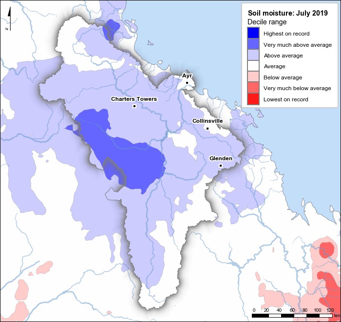 Soil moisture deciles: July 2019