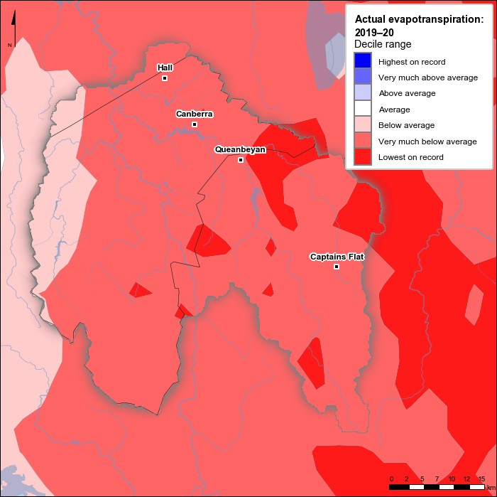 Actual evapotranspiration deciles: July 2019–June 2020