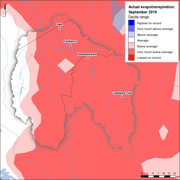 Actual evapotranspiration deciles: September 2019