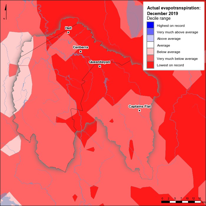 Actual evapotranspiration deciles: December 2019