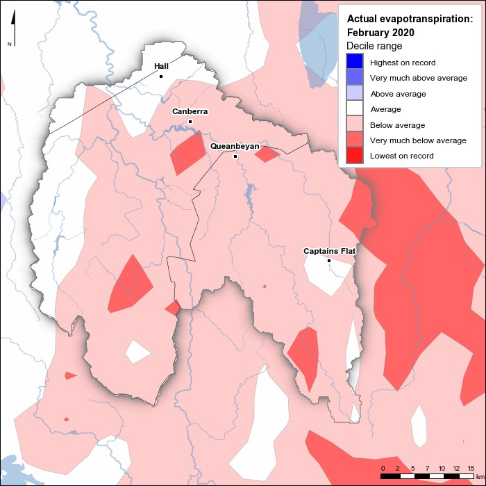 Actual evapotranspiration deciles: February 2020
