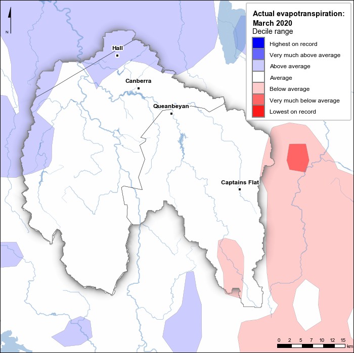 Actual evapotranspiration deciles: March 2020