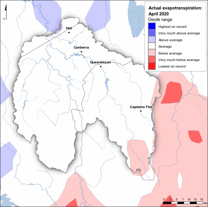 Actual evapotranspiration deciles: April 2020