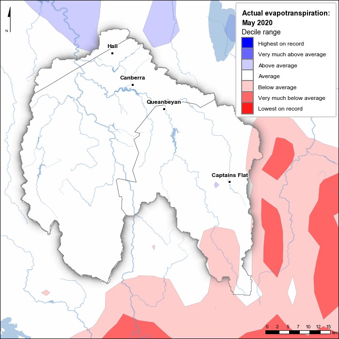 Actual evapotranspiration deciles: May 2020