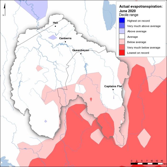 Actual evapotranspiration deciles: June 2020