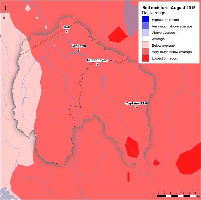 Soil moisture deciles: August 2019